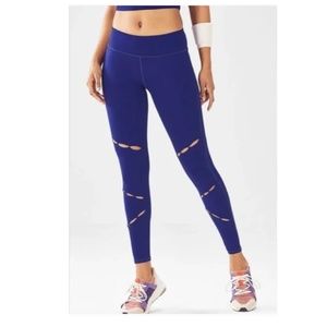 FABLETICS Blue PowerHold Leggings Peek-A-Boo Cutouts Size XS